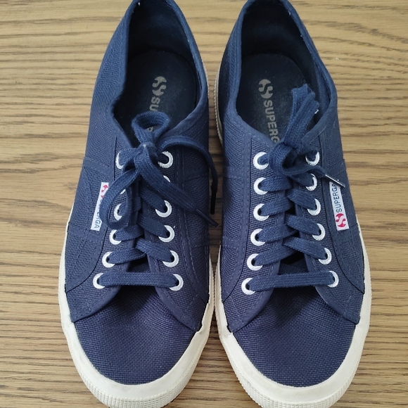 Superga Shoes - Superga Navy Blue Canvas Sneakers